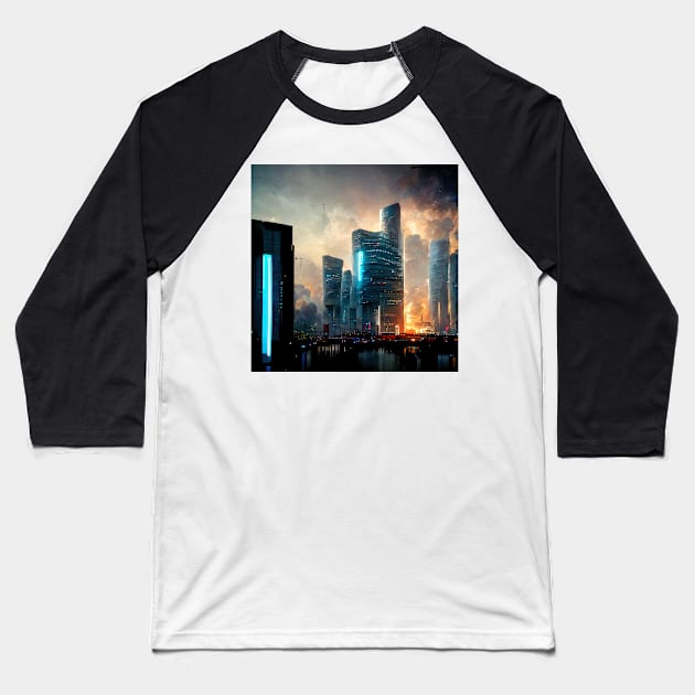 Future Cities Series Baseball T-Shirt by VISIONARTIST